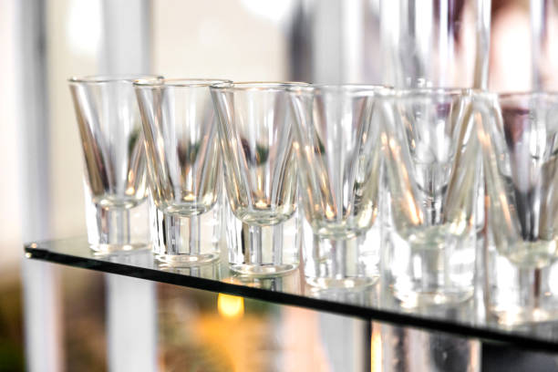 istock Catering services. Celebration. glasses with alcohol placed on the glass 861190470