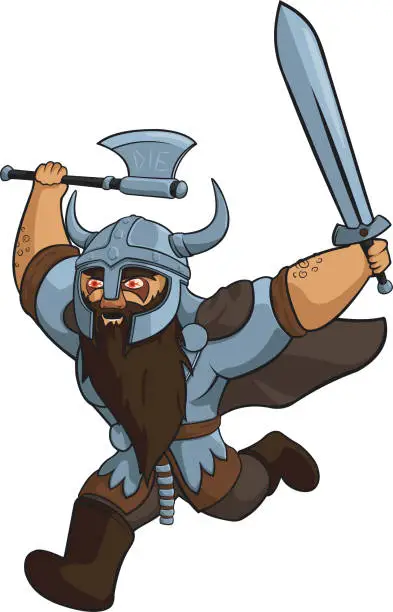 Vector illustration of Angry viking Warrior