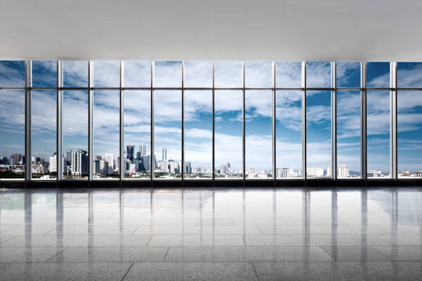 istock empty office with cityscape of modern city 861191618
