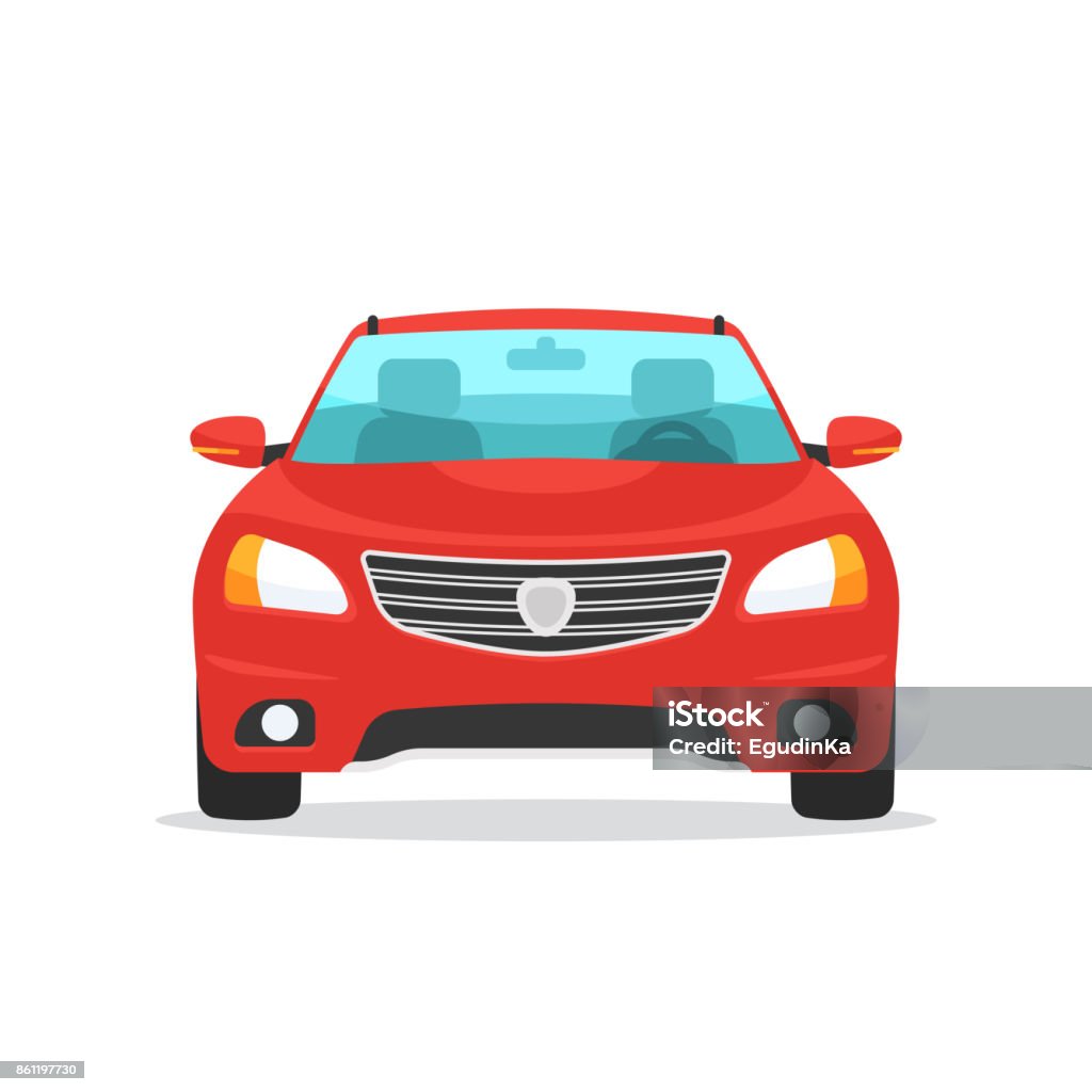 Red car front view Red car symbol. Front view automobile. Vector illustration in trendy flat style design isolated on white background Car stock vector
