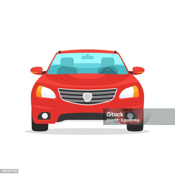 Red Car Front View Stock Illustration - Download Image Now - Car, Front View, Red