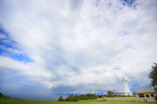 Lighthouse and bad weather over the sea