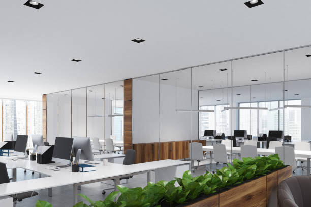 istock White and wooden open office and meeting room 861201482