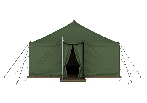 Military Tent isolated on white background. 3D render