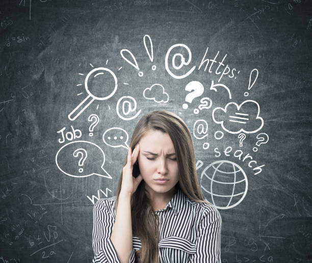 istock Stressed businesswoman, headache, internet search 861205350