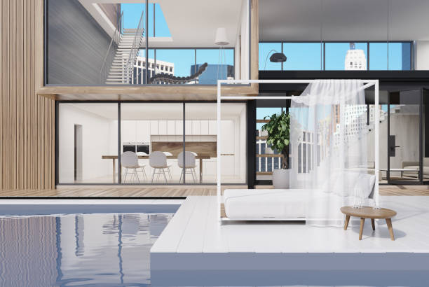 istock Large house with a swimming pool, bed 861206146
