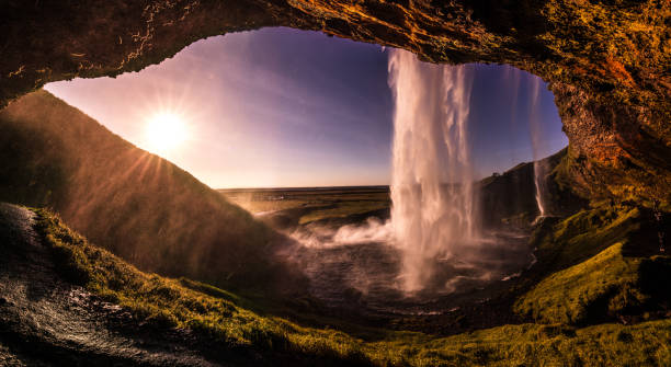 istock Panoramic view of majestic Seljalandsfoss waterfall. 861206268