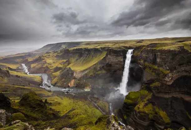 Haifoss, the third highest waterfall of the Iceland island.