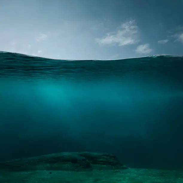 Empty underwater background with copy space