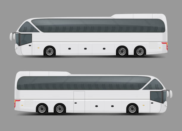 частный чартерный тур или автобус реалистичный вектор - coach bus illustrations stock illustrations