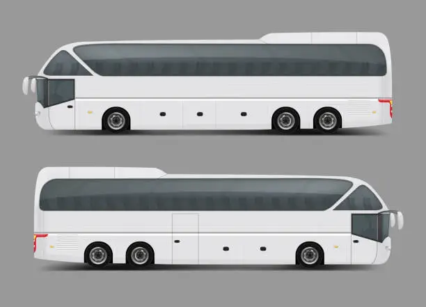 Vector illustration of Private charter tour or coach bus realistic vector