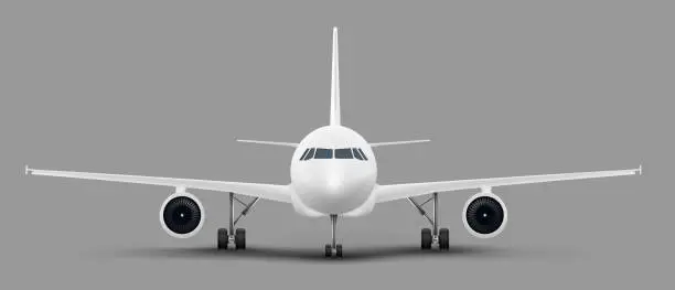 Vector illustration of Passenger airplane front view vector template