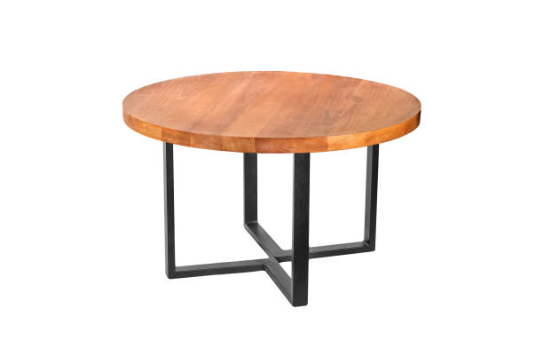 istock A wooden or stone table on a white background 861233620