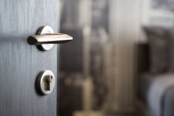 Opened wooden door Door, Dorm Room, Living Room, Apartment, Residential Building thai door stock pictures, royalty-free photos & images
