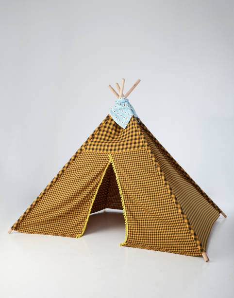 istock Cute hand made tents on white background 861241152