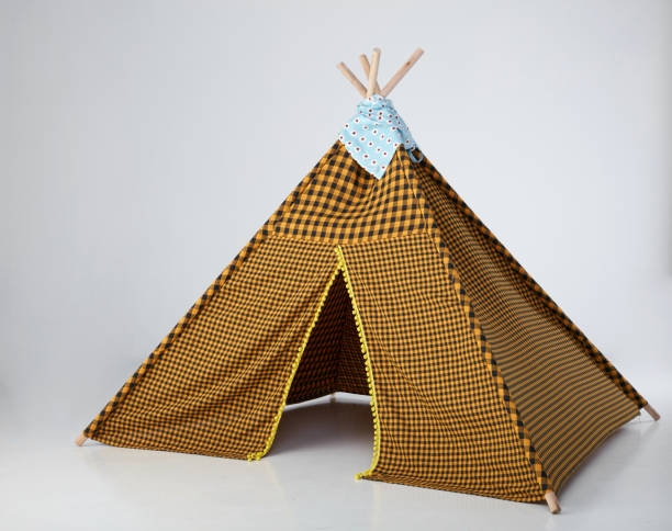 istock Cute hand made tents on white background 861241176