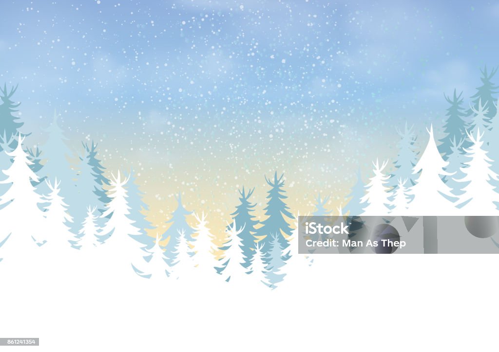 Pine forest on winter season landscape background Pine forest on winter season landscape background.For merry christmas and happy new year.Vector illustration. Winter stock vector