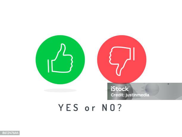 Like And Dislike Icons Set Thumb Up And Thumb Down Yes Or No Trendy Flat Vector Stock Illustration - Download Image Now