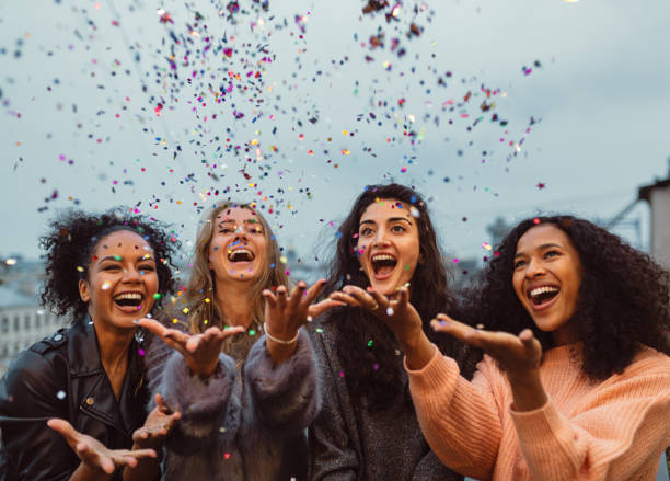 istock Happy friends standing on a terrace. 861251894