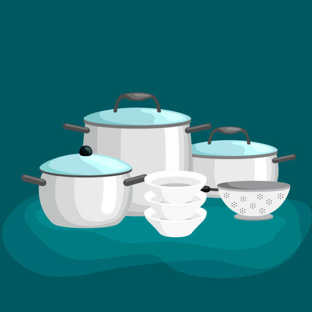 istock Domestic cooking tools and equipment, pans  pots realistic set with frying pan saucepan  bowl isolated vector illustrati 861256082