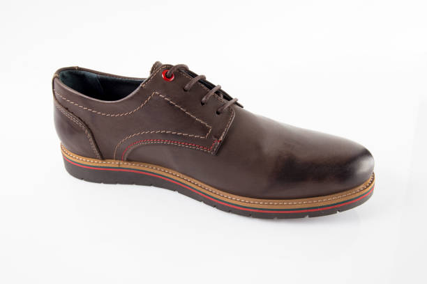 istock Male brown leather elegant shoe on white background 861256984