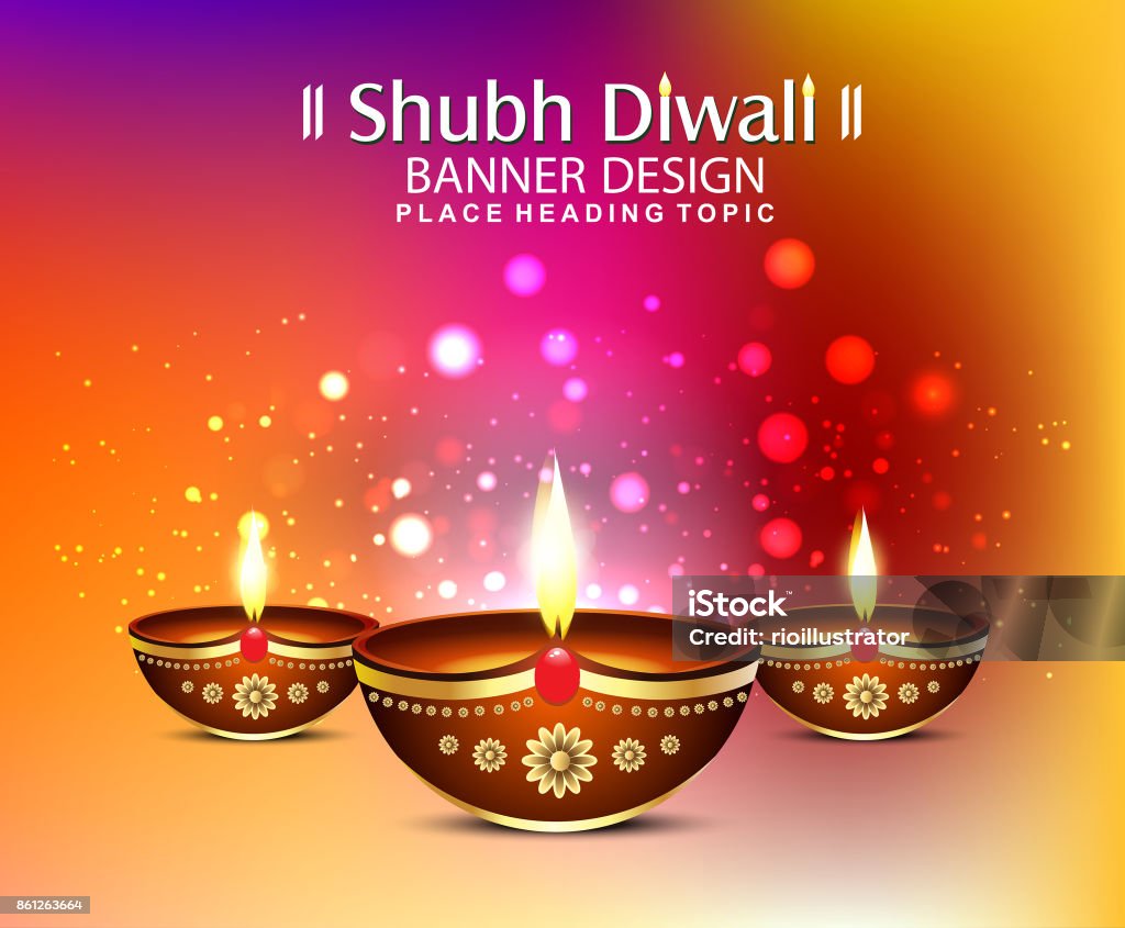 Happy Diwali Festival Background With Bokeh Effect Vector ...
