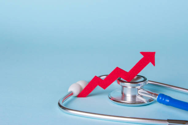 istock Prices are rising. Arrow diagram grows up near a stethoscope. Copy space for text 861263978
