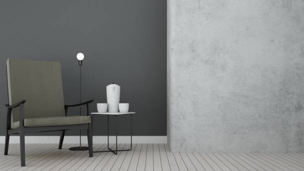 istock Relax loft space Decorative wall concrete in condominium - 3D Rendering 861264684