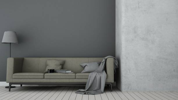 istock Relax loft space Decorative wall concrete in condominium - 3D Rendering 861264730