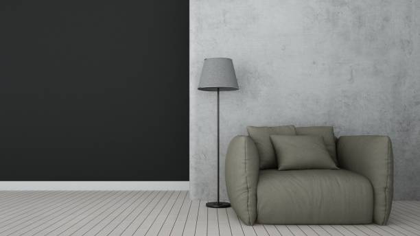 istock Relax loft space Decorative wall concrete in condominium - 3D Rendering 861264752