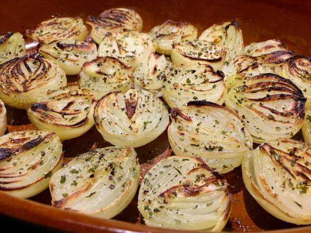istock High angle view of grilled onions in a baking dish 861265392