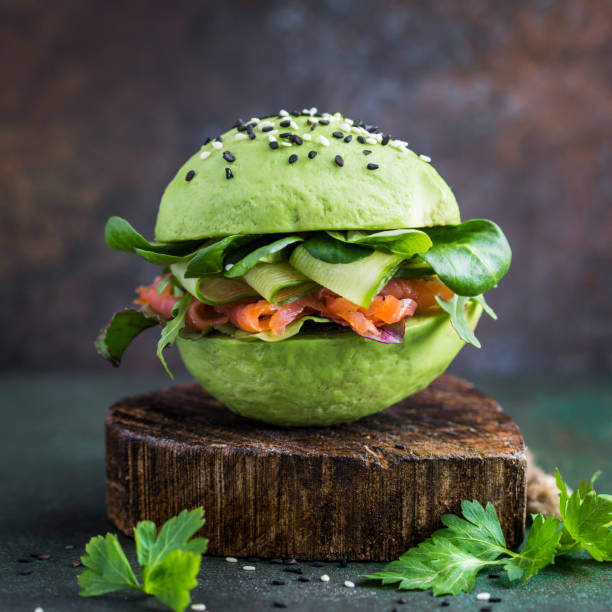 istock avocado burger with salted salmon and fresh vegetables 861267676