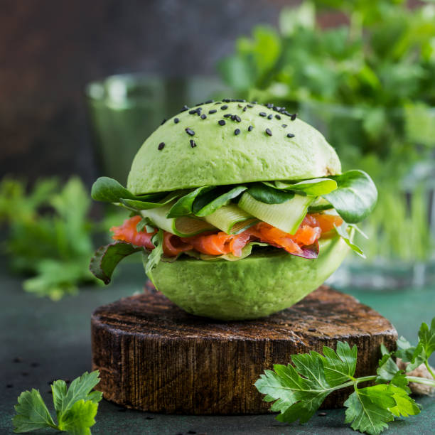 istock avocado burger with salted salmon and fresh vegetables 861267698