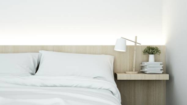 istock Bedroom space and bed head decorate in hotel - 3D Rendering 861271866