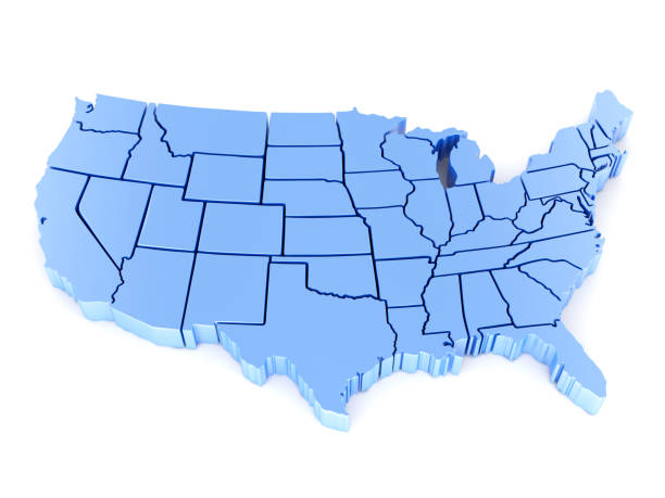 istock 3D Map of USA with states 861272646