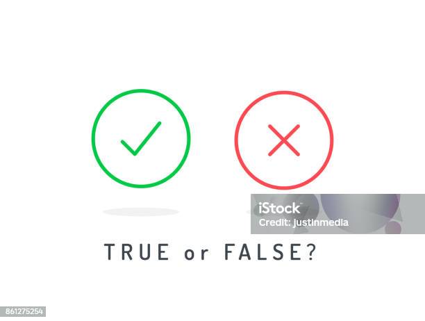 Set Of Trendy Flat Check Mark And Cross Icons True Or False Vector Illustration Isolated On White Background Stock Illustration - Download Image Now