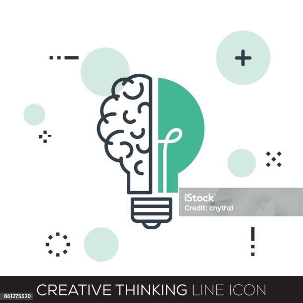 Creative Thinking Line Icon Stock Illustration - Download Image Now - Icon, Light Bulb, Contemplation