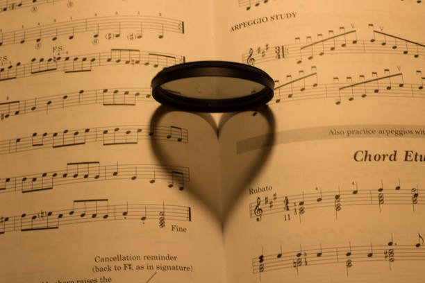istock vintage sheet music with heart shaped shadow 861275716