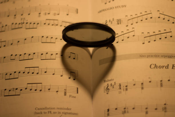 istock vintage sheet music with heart shaped shadow 861275854