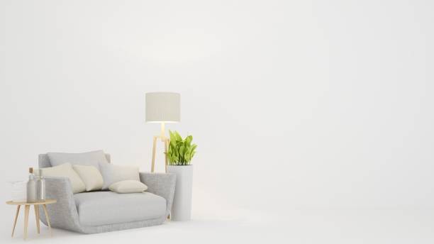 istock The interior minimal living room white background in condominium - 3D Rendering 861276930