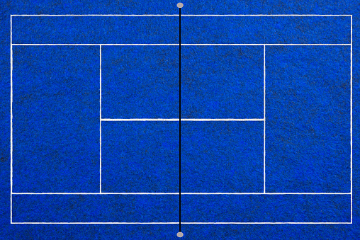 Top view of realistic textured tennis court background.