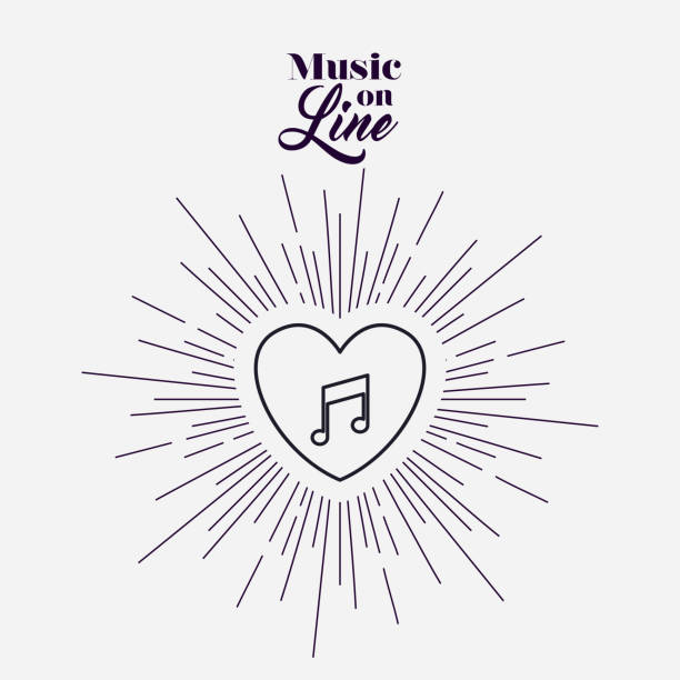 musik auf line-design - internet dating audio stock-grafiken, -clipart, -cartoons und -symbole