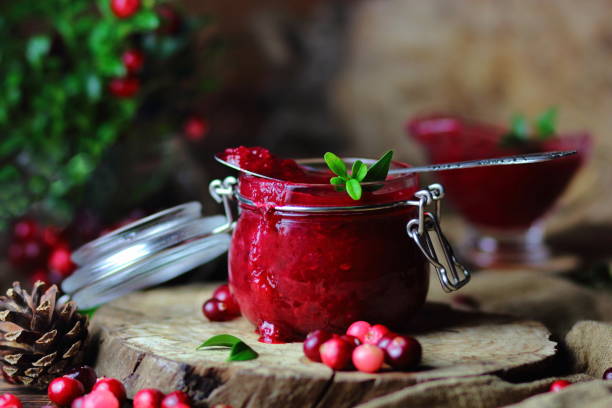 cranberry jam stock photo