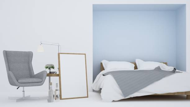 istock The interior minimal bedroom space in condominium and decoration white background - 3D Rendering 861282892