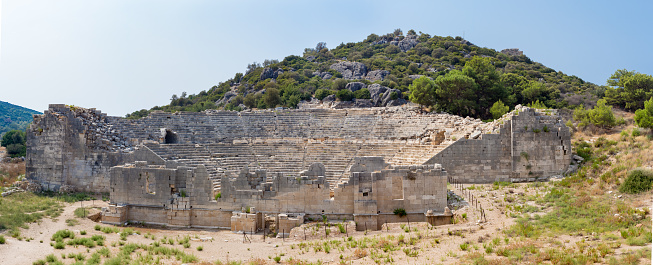 Ruin of amphitheater in ancient Lycian city Patara. Turkey