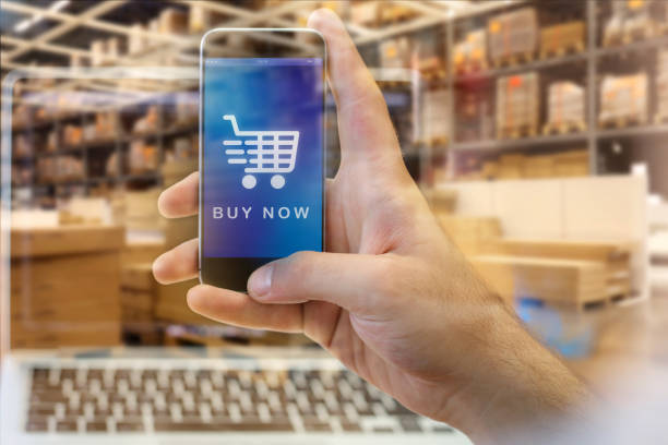 istock Men is shopping online with mobile phone 861290058