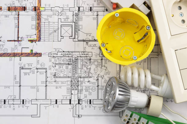 istock Still Life Of Electrical Components Arranged On Plans 861291024