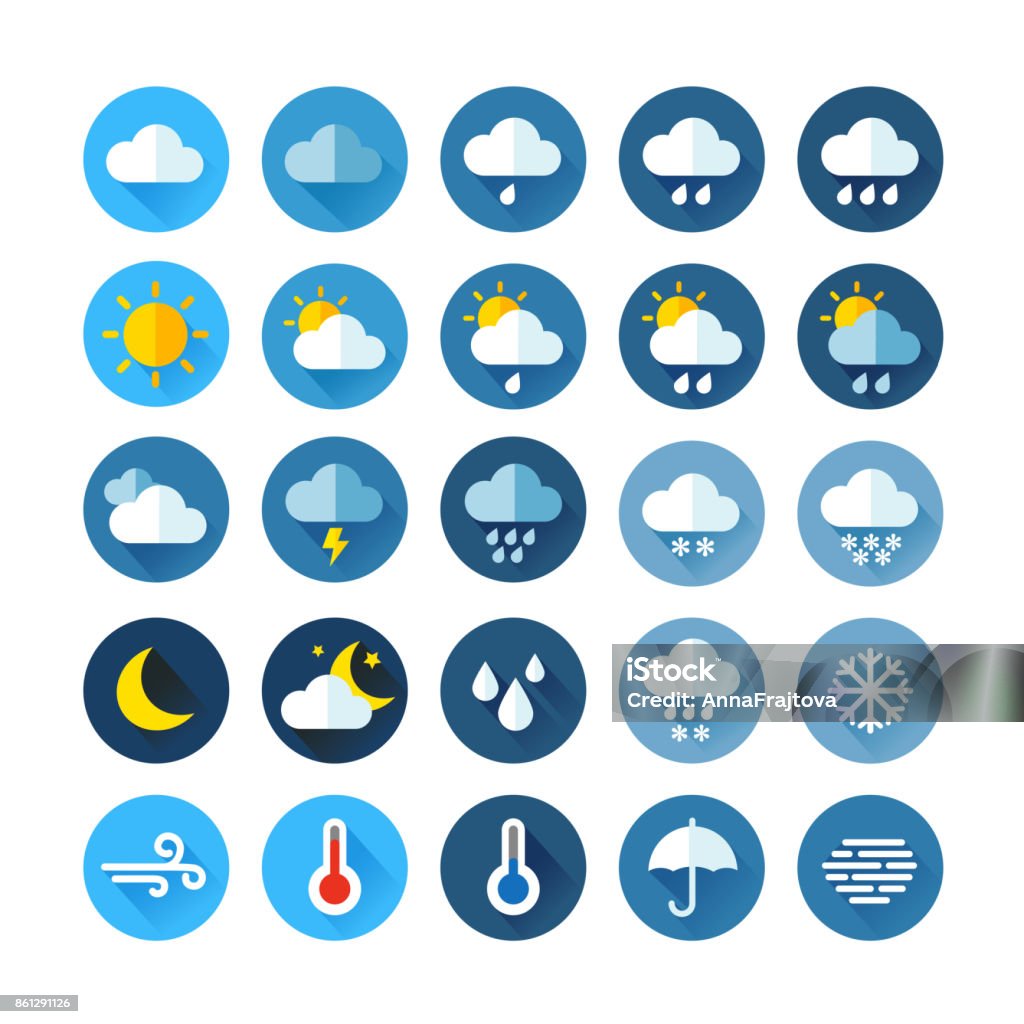 Icone meteo - arte vettoriale royalty-free di Tempo atmosferico