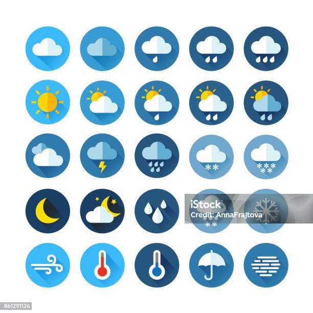 Weather Icons Stock Illustration - Download Image Now - Weather, Icon, Meteorology