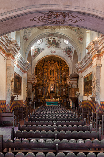 Tucson, Arizona, USA - August 8, 2017: Interior of the San Xavier del Bac mission church